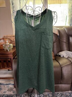 Maurices Dark Green V-Neck Tank with Pocket